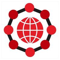 Global Networking icon concept in red filled color vector