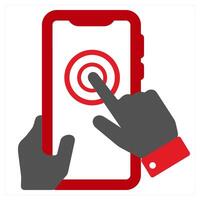 Touch Screen icon concept in red filled color vector