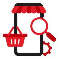 E-Commerce Optimization icon concept in red filled color vector