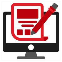 Website Sketching icon concept in red filled color vector