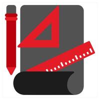 Project Briefing icon concept in red filled color vector