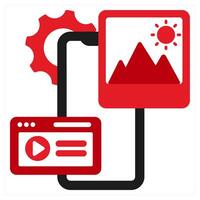 App Developing icon concept in red filled color vector