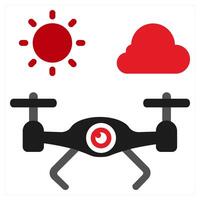 Drone icon concept in red filled color vector