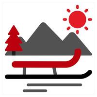 Toboganning icon concept in red filled color vector