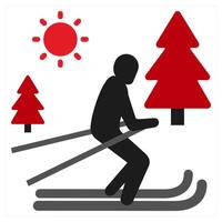 Cross Country Skiing icon concept in red filled color vector
