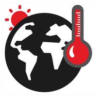Global Warming icon concept in red filled color vector