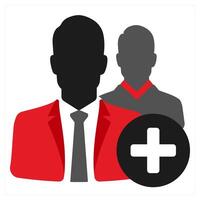 Add a Friend icon concept in red filled color vector