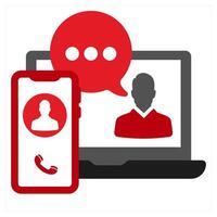 Chat icon in red filled color vector