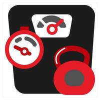 Smart Weight and scale icon concept in red filled color vector