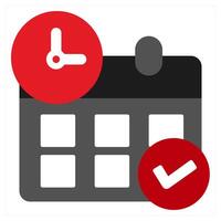 Schedule and calendar icon concept in red filled color vector