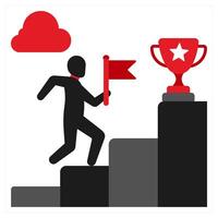 Career Growth and success icon concept in red filled color vector