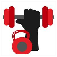 Weight Lifitng icon concept in red filled color vector
