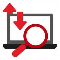 Search and find icon concept in red filled color vector