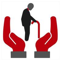 Retirement icon concept in red filled color vector