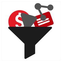 Delegating Task icon concept in red filled color vector