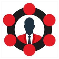 Teamwork icon concept in red filled color vector
