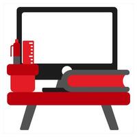 Out Sourcing icon concept in red filled color vector