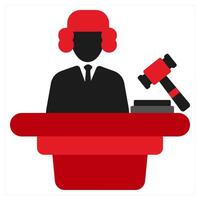 Justice icon concept in red filled color vector