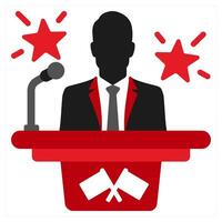 Goverment Building icon concept in red filled color vector