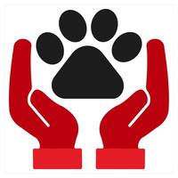 Animals Help icon concept in red filled color vector