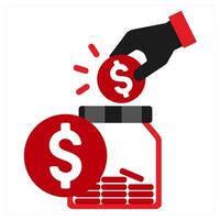 Donation concept in red filled color vector