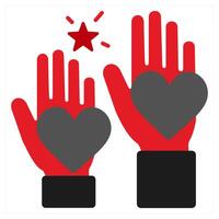 Volunteering icon concept in red filled color vector