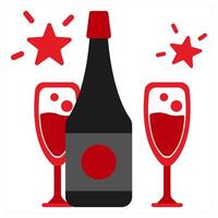 Champagne icon concept in red filled color vector
