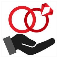 Groom and Bride icon concept in red filled color vector