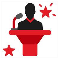 Computer Specialist icon concept in red filled color vector