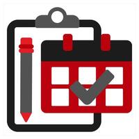 Planning and schedule icon concept in red filled color vector