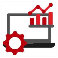 Analytics and stats icon concept in red filled color vector