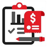 Report icon concept in red filled color vector