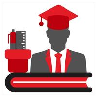 Education icon concept in red filled color vector