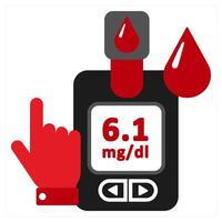 Glucose Monitoring icon concept in red filled color vector