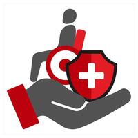 Invalidity Insurance icon concept in red filled color vector