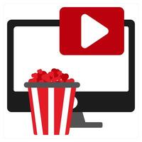 Watch Online icon concept in red filled color vector
