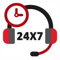 24x7 Service in red filled color vector