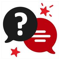 Ask a Question icon concept in red filled color vector
