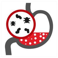 Stomachache icon concept in red filled color vector