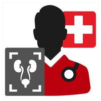 Urologist icon concept in red filled color vector