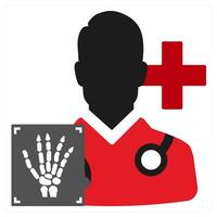 Orthopedist icon concept in red filled color vector
