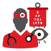 Ophthalimologist icon concept in red filled color vector