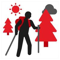 Ski Walking icon concept in red filled color vector
