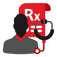 Prescription icon concept in red filled color vector