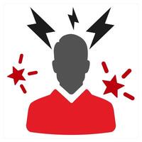 Headache and stress icon in red filled color vector