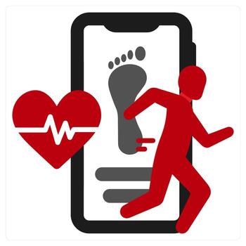 Step Counter App icon concept in red filled color vector