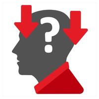 Depression and probblem icon concept in red filled color vector