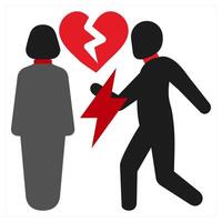 Sexual Relationship Disonance icon concept in red filled color vector