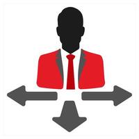 Opposite Views icon concept in red filled color vector