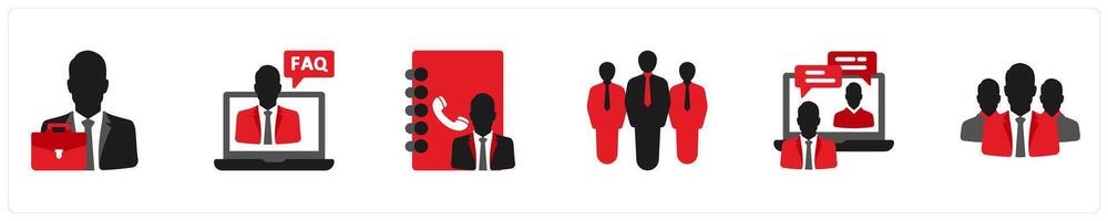 Six Business icons in as businessman, faq, contact vector